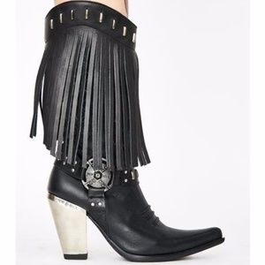 New Rock Nomada Fringe Boots Black Size 40